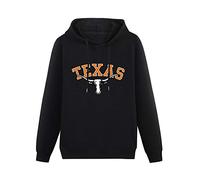 NUO YI JIA Men Warm Sweatshirts Texas Longhorns Heavyweight Hooded Black XL
