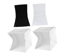 NUOBESTY 1 Ensemble Boîte à Lumière de Photographie Portable avec LED et Toiles de Fond Colorées Noir Blanc pour Shooting de Petits Objets