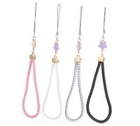 NUOBESTY 1 Jeu Dragonne Cuir Tressé Pour Téléphone Et Accessoires Lanière De Poignet Avec Pour Appareil Photo À Main Clé Noir Blanc Rose Couleur Aléatoire 4 Pièces