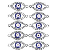 NUOBESTY 10 Pièces Charms Œil Malin Strass Pendentifs Diy pour Création de Bijoux Bracelet et Collier Style Unique et