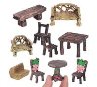 NUOBESTY 10 Pièces Figurines Texture Bois Rustique en Résine pour Micro-paysages Miniatures Légères et Faciles à Utiliser, Décor Miniature pour Étagères et Terrariums