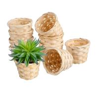 NUOBESTY 10 pièces Lot de Paniers Tressés Bambou Naturel Corbeilles de Rangement pour Fruits et Fleurs Artificielles Design et Léger Décor Campagne