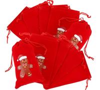 NUOBESTY 10 Pièces Lot de Présents en Velours Rouge Cordon, Réutilisables et Élégants, pour Ranger Bijoux et Pendentifs Lors des Fêtes de Noël