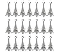 NUOBESTY 100 Breloques Tour Eiffel Vintage en Alliage de Zinc, Pendentifs Miniatures Argentés 18 Mm pour Création de Bijoux, Charms pour Bracelets et Décorations Artisanales,