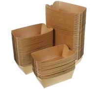 NUOBESTY 100 Pièces Boîte à Goûter en Papier Kraft, Boîte de Frites Jetable, Résistante la Graisse, pour Servir Spaghetti et Bâtonnets de Fromage