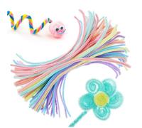 NUOBESTY 100 pièces Chenille Macaron Couleurs Flexibles Fuzzy DIY Bricolage Créatif Garçon Fille