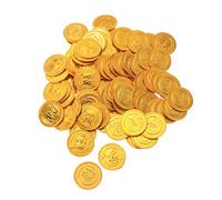 NUOBESTY 100 Pièces de Monnaie Pirate en Plastique Doré pour Fête D'garçon et Filles, Jouets Créatifs et Stylés, pour Paquet de Fête et Chasse Trésor