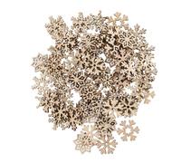 NUOBESTY 100 Pièces Flocons Bois Non Finis Décorations de Noël à Personnaliser pour DIY Ornements Suspendus Embellissements Sapin