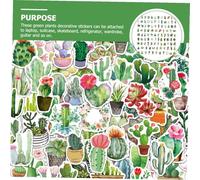 NUOBESTY 100 pièces Lot de Autocollants DIY Plantes Vertes Cactus Succulentes Stickers PVC Petits pour Ordinateur Portable Bagages Décor Voyage et Loisirs Créatifs