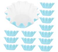 NUOBESTY 100 pièces Lot de Caissettes à Muffins Papier Bleu Résistant Cuisson Décoration Festive pour Mariage Anniversaire et Fête Moules à Cupcakes Pratiques et Colorés