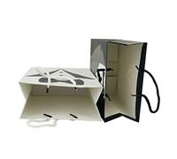 NUOBESTY 10pcs Black Paper Bags with Handles Practical Handbag for Wedding Birthday Party Festival Souvenir Treat