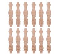 NUOBESTY 12 colonnes romaines en bois brut : balustres décoratifs à faire soi-même pour la réparation de rampes d'escalier - Barreaux Woodeb pour la réparation de rampes d'escalier de