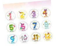 NUOBESTY 12 Pièces Autocollants Décoratifs de Mois pour Né de Stickers pour Capturer Mensuelles de Garçon Fille pour Créer un Album Photo
