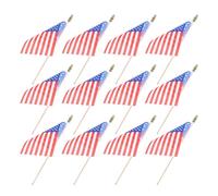 NUOBESTY 12 pièces Lot de Drapeaux Américains Polyester Résistant Décoloration Petits Drapeaux à Main avec Bâton Solide pour Événements Sportifs Défilés et Célébrations Patriotiques