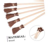 NUOBESTY 12 Pièces Stylo de décoration d'Halloween cotillons de balais de paille miniatures petit balai pour enfants à main miniature en bois