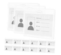 NUOBESTY 15 Pièces Lot de Porte-badges Horizontaux Plastique Rigide Protège-cartes Réutilisables pour Bureau École et Travail Étuis Nominatifs pour Lanière