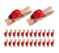 NUOBESTY 150 Pinces à Photos Mini en Bois Forme Coccinelle, Clips D'images pour Photos, Cartes et Notes, Accessoires pour Loisirs Créatifs et Décoration Intérieure, Taille Compacte,