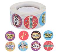 NUOBESTY 1rouleau Autocollants De Récompense Scolaire Cartoon Gommettes Auto-adhésives Pour Encourager Garçon Fille Les Activités Scolaires Et Créatives