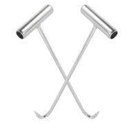 NUOBESTY 2 Crochets en T Galvanisés pour Levage de Plaque D’Égout Crochets de Levage Robustes Antirouille Outil Compact pour Entretien et Ouverture de Regards Lot 2 Pièces