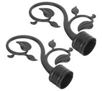NUOBESTY 2 Embouts de Tringle à Rideaux Mat Noir, Accessoires pour Tringles à Rideaux Romaines, Embouts de Remplacement Décoratifs sans Vis, Butée D'extrémité pour Fenêtres, Lot de 2