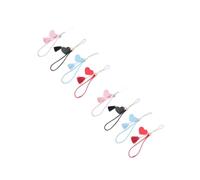 NUOBESTY 2 Ensembles Pendentifs Cuir Forme De Coeur Avec Franges De Accessoires Diy Pour De Téléphone Rouge Noir Rose Bleu Lanières Et Décoratives 4 Pièces * 2