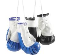 NUOBESTY 2 paires Pendentifs Miniatures Mitaines de Boxe PVC Résistantes Décorations Suspendues pour Clés Véhicule Accessoires Mode Lot de Noir Blanc et Bleu Blanc