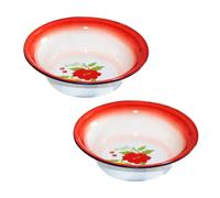 NUOBESTY 2 pièces Bassin Émaillé Rétro Capacité Importante Bol Soupe Multifonction Matériau Sain pour Usage Domestique