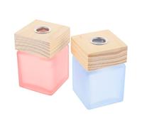 NUOBESTY 2 pièces Bouteilles Diffuseur Parfum Verre Carré avec Bouchon Bois Flacons Aromathérapie pour Huiles Essentielles Décoration Maison et Bureau