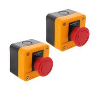 NUOBESTY 2 Pièces Bouton D’arrêt D’urgence à Tête Champignon Rouge, | Nylon, Réarmement par Rotation, Capot Protecteur, pour Cabine D’ascenseur et Usage Industriel