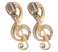 NUOBESTY 2 Pièces Broche Vintage Microphone et Note de Musique en Alliage Or, Bijou Décoratif Polyvalent pour Costume Homme et Femmes, pour Diverses Occasions