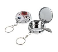 NUOBESTY 2 Pièces Cendrier Portable en Alliage D'aluminium Argenté, Mini Cendrier Fait Main, Design Unique et Élégant, pour Voiture ou Usage Extérieur Plusieurs Styles