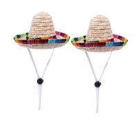 NUOBESTY 2 pièces Chapeaux Sombrero Tressés pour Chien avec Corde Ajustable Protection Solaire et Accessoire de Photographie pour Animaux Décoration Quotidienne et Costume Festif