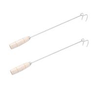 NUOBESTY 2 pièces Crochets à Viande Acier Inoxydable Longs et Antidérapants pour Suspendre Porc Jambon Poulet et Rôti Accessoires Indispensables pour Boucherie et Barbecue