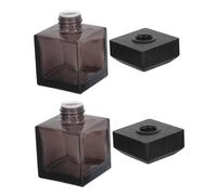 NUOBESTY 2 pièces Flacon Diffuseur Verre avec Bouchon Bois Bouteille Vide Rechargeable pour Huiles Essentielles Maison Voiture Bureau Décoration