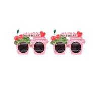 NUOBESTY 2 Pièces Lunettes de Soleil de Cœur Verres de Fête Rose Pc, Légères et Confortables, Accessoires Anniversaire pour Femmes Adultes, Fête D'anniversaire, Forme Cerise