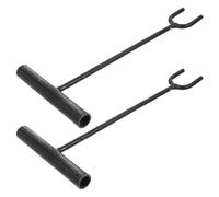 NUOBESTY 2 Pièces Manhole Cover Hook Heavy Duty Metal Valve Lifter Tool Long Fork For Safe Plumbing And Drain Maintenance