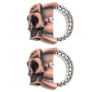 NUOBESTY 2 Pièces Montre à Doigt Bague Crâne Vintage en Alliage de Zinc | Couvercle Rabattable, Accessoire Chic Punk, Bracelet Réglable, Affichage de L’heure, Style Fantôme