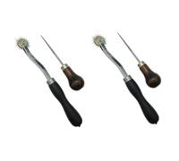 NUOBESTY 2 Pièces Overstitch Wheel Sewing Roulette Wheel With Steel Teeth And Wooden Handle Awl For Leather Paper Cloth Crafts
