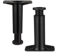 NUOBESTY 2 Pièces Pied de Lit Central Réglable, Support de Acier Noir | Hauteur 13 à 22cm, Filetage Précis, Base Élargie, pour Renfort de Cadre et Réparation Meuble