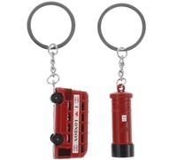 NUOBESTY 2 pièces Porte-clés Londres Alliage Rouge Bus et Boîte Aux Lettres Accessoires Voyage Britanniques Pendentifs Décoratifs pour Trousseau
