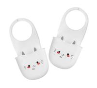 NUOBESTY 2 Pièces Porte-éponge pour Évier Cuisine, Support Mural Chat Blanc | Silicone, Panier Égouttoir Suspendu, Organise Éponges et Brosses, pour Cuisines D'appartement et Bacs