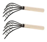 NUOBESTY 2 pièces Râteau à Palourdes Acier Au avec Filet Outil de Creusement pour Fruits de Mer Manche Compact pour Plage