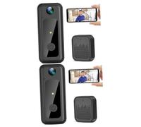 NUOBESTY 2 Pièces sonnette intelligente vidéo sonnette sans fil Caméra sonnette noire Wifi porte sonnette avec écran d'affichage Video Intercom Doorbell Plastique Black