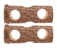 NUOBESTY 2 Pièces Tunnel pour Petits Animaux en Bois, Tunnel Tubulaire, Structure Circulaire Effet Écorce D’Arbre, Favorise la Coordination Physique, pour Habitat de Hamster et Aire