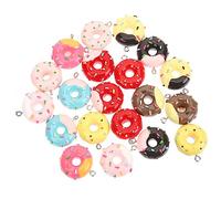 NUOBESTY 20 pièces Donuts Keychains Set Durable Resin DIY Pendant Charms For Jewelry Craft Accessories Creative Sweet Dessert Decoration For Gifts And Parties