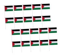 NUOBESTY 20 pièces Drapeaux à Main Palestine avec Manche en Plastique Drapeaux Réutilisables Polyester pour Décoration Jardin Voiture Fête Nationale