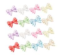 NUOBESTY 200 Pièces Bow Ribbon Charms With Straight Holes Transparent Flatback Bowknot Beads For DIY Jewelry Hair Accessories Nail Art And Craft Embellishments