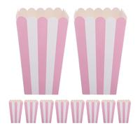 NUOBESTY 24 Boîtes à Pop-Corn en Papier Rayées Roses Petits Seaux à Popcorn avec Bords Ondulés Taille Petite pour Goûters Fêtes d'Anniversaire et Soirées Cinéma