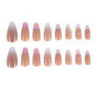 NUOBESTY 24 faux ongles 3D à coller - Ongles artificiels à fleurs - Extensions à coller soi-même pour manucures féminines