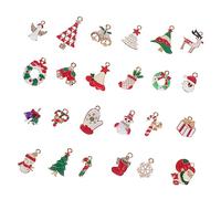 NUOBESTY 24 Pièces Pendentifs Diy Noël Alliage Émaillé pour Bijoux Personnalisés Décorations Hiver et Accessoires Créatifs